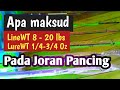 MENGENAL ISTILAH ( LineWT, LureWT) PADA JORAN PANCING.