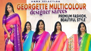 🩷Exclusive Grogette Multicolor gap Border Saree || For Order : 8074764566 || Amma Selection