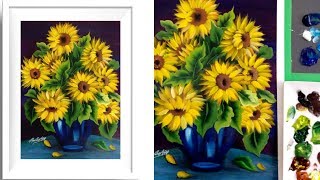 Easy Acrylic Painting Sunflower - Acrylics - Relaxing Demonstration - Satisfying Demo