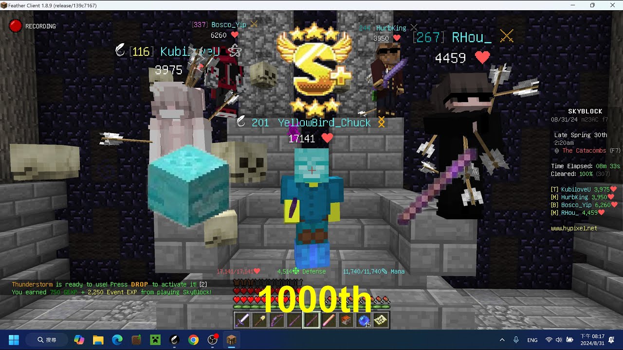 My 1000th Hypixel Skyblock Dungeon Floor 7 Youtube