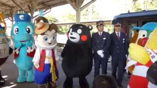 長崎駅でくまモンA列車お出迎え