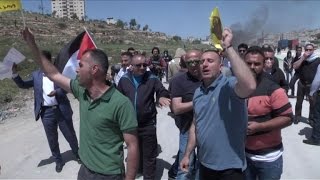 Manifestation de Palestiniens devant la prison d'Ofer