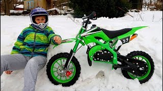 Baby Unboxing, Assembling and Ride on New Dirt Cross Bike mini Green Kids Pretend Play