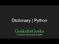 Python Programming Tutorial - Dictionary - Part 1 | GeeksforGeeks