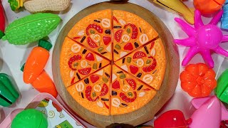 Asmr cuts various kinds of fruit and vegetables, there is pizza and others