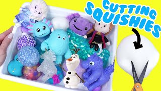 Disney Frozen Cutting Squishies into One Bowl! Anna, Elsa, Olaf Dolls