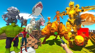 Parkour Rescue Mission HULK and SPIDERMAN Fights Golden Monsters - Animal Revolt Battle Simulator