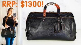 RARE Coach Rogue Satchel with Patchwork Snakeskin Handles | BAG REVIEW | Black Handbag MOD SHOT