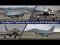 [4K] Multiple Eurofighter Typhoons launch from RAF Waddington