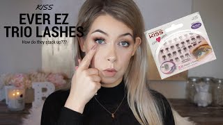 THE EASIEST FALSE EYELASHES FOR BEGINNERS...KISS EVER EZ LASH TRIOS! | BrittanyNichole