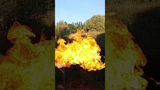 Burning a latex balloon inflated with Butane