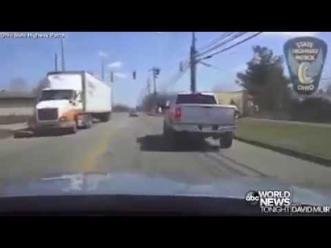 Stolen Pickup Smashes Into Police Cruisers During Chase - YouTube