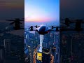 a futuristic flying vehicle flying above the city ai designed flyingvehicle