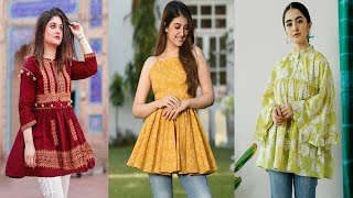 Trendy Peplum Kurtis Designs||Stylish Short Frock Kurtis With Jeans Ideas