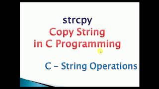 strcpy function in c example : String Manipulation in C