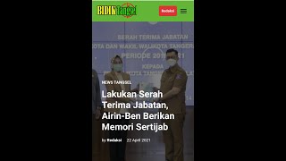 Airin-Ben Berikan Memori Sertijab Plh. Walikota Tangsel