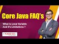 What is Local variable and it's Limitations? | Core Java Interview Questions | Naresh IT