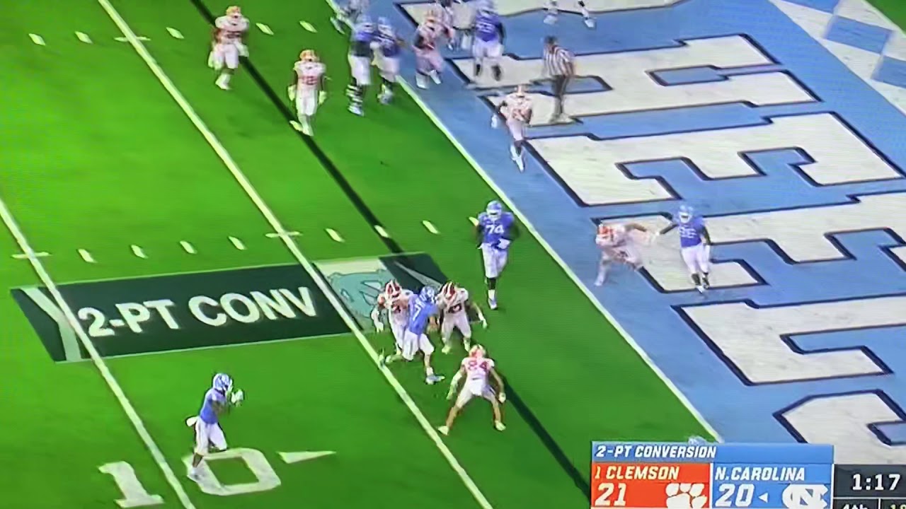 North Carolina Clemson Failed 2 Point Conversion - YouTube