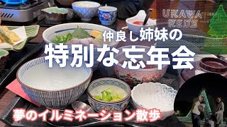 【vlog】５０代引きこもり主婦の愛犬と過ごす、特別な姉妹の忘年会の2日間｜初めてのイルミネーション‼