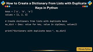 How to Create a Dictionary from Lists with Duplicate Keys in Python