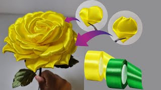 How to make ribbon flowers / step-by-step eternal rose tutorial