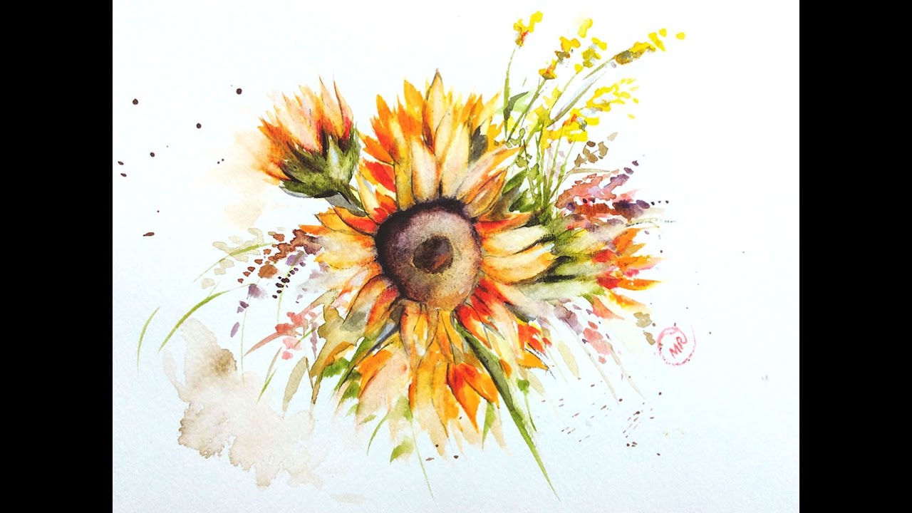 How To Paint A Sunflower In Watercolor Touch Paint