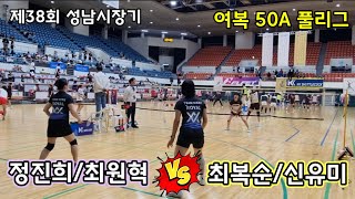 제38회 성남시장기 여복50A [판교] 정진희/최원혁 vs [늘푸른] 최복순/신유미