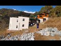 building a stone retaining wall in the hills construction vlog homestay in nainital bearstays