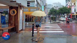 Heavy rain walk. Seoul Sungshin Women's University street 4K l 장마철 폭우가 내리는 성신여대 주변 거리 걷기