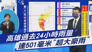 高雄過去24小時雨量 達501毫米「超大豪雨」｜TVBS新聞