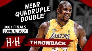 Shaquille O'Neal EPIC Game 2 Highlights vs 76ers 2001 Finals - 28 Pts, 20 Reb, 9 Ast, 8 Blocks!