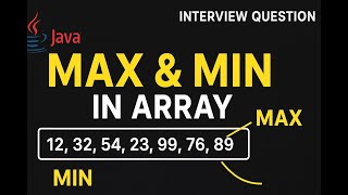 #8 Java Program to Find Maximum and Minimum Element in an Array | DSA Interview Question
