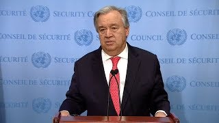 UN chief on the situation in Syria and on tackling sexual harassment - Media Stakeout (2 Feb 2018)