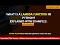 lambda function in python? explained with example