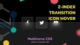 Tutorial : Z-Index Transition Icon Hover // Multiverse CSS without Javascript, GIF // SUNNY