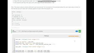 Python Warm up Basic output with variables
