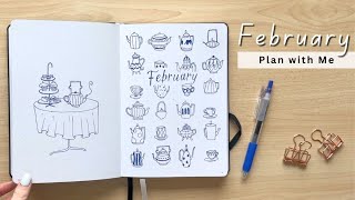 PLAN WITH ME | February 2025 Bullet Journal Setup 🫖