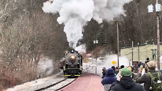 #2102, Reading and Northern 4-8-4, arriving at the station in Jim Thorpe. Worth a little frostbite!