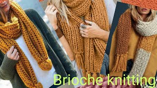 كوفية تريكو بغرزة البريوش سهلة جدا.brioche knitting