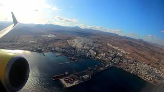 TuiFly B737-800 Takeoff at Fuerteventura GCFV FUE with Coast View and  Sun 09.2019 #4K