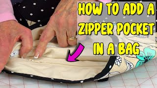 How to Add an Inside Zipper Pocket to Any Tote or Bag | Sewing Tutorial | The Sewing Room Channel