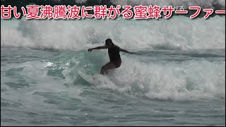 20240810海部川河口サーフィン甘い夏沸騰波に群がる蜜蜂サーファー勝ぼうず徳島県海陽町