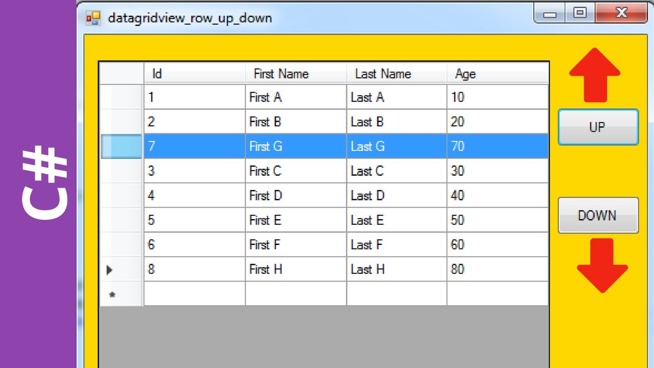 C# - How To Move DataGridView Selected Row UP And DOWN In C# [ With ...