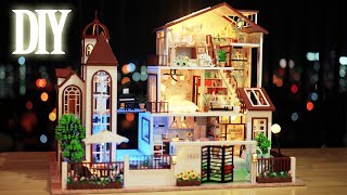 DIY Miniature Dollhouse Kit || Love You All The Way - Giaint Mansion With Pool