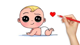 how to draw a cute baby || easy drawing for kids
