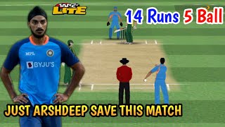Just Arshdeep Save This Match || 14 Runs 5 Ball || WCC lite Cricket Game|| Match Review Highlights