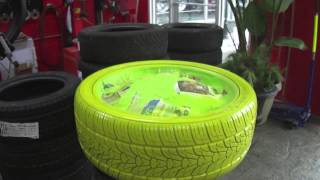 HILLYARD CUSTOM RIM \u0026 TIRE YELLOW TIRE COLOURED TIRE HOW TO PAINT A TIRE HOW TO PAINT A RIM