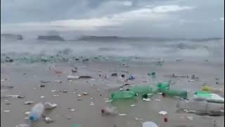 Garbage: Garbage everywhere, a Brazilian trashy beach.