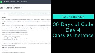 Class vs Instance || HackerRank || Day 04 || Python