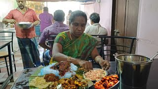 street food South Indian special full non-veg meals chicken pepper fry, egg omelette with white rice